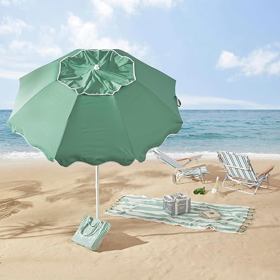Zielony parasol plażowy 2,2M w stylu vintage