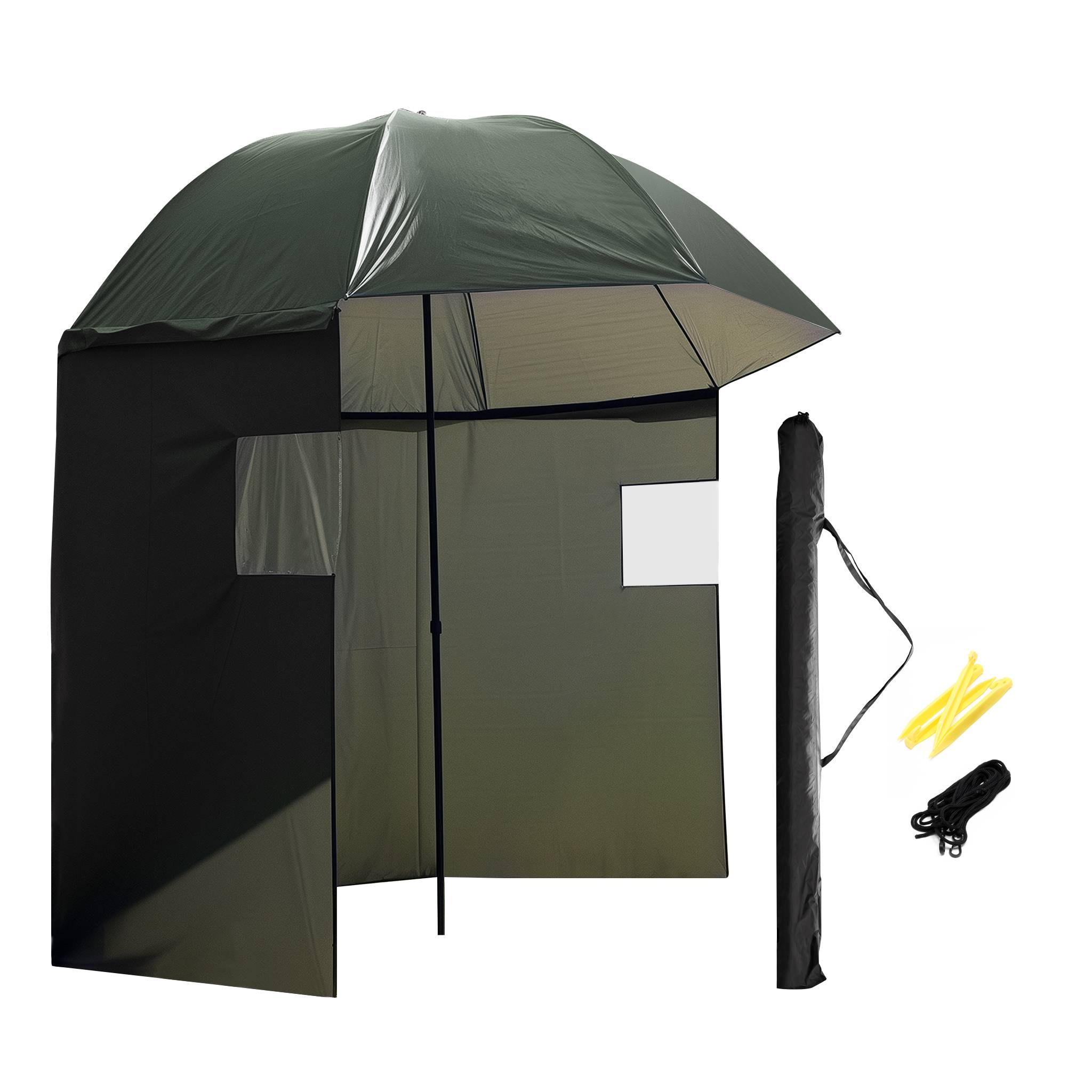 Niestandardowy parasol wędkarski o długości 250 cm ze zdejmowaną ścianą boczną i okienkiem