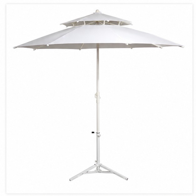 Dwuwarstwowy parasol przeciwsłoneczny na plażę i patio, stalowy słupek z tkaniny poliestrowej