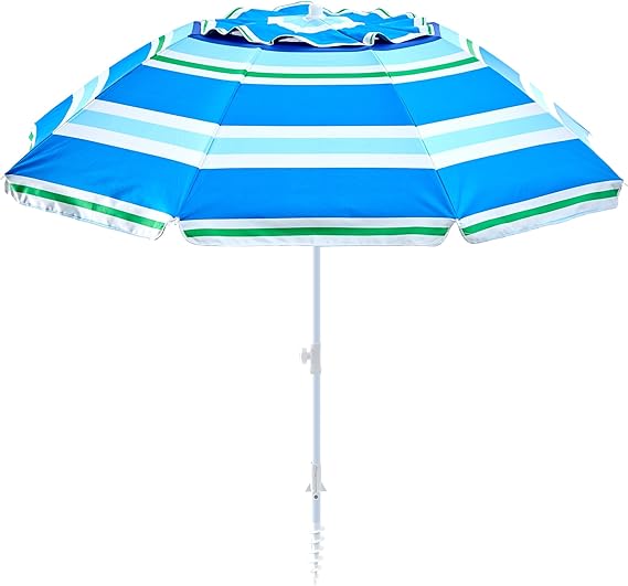 Regulowany parasol plażowy w paski z filtrem UPF50+